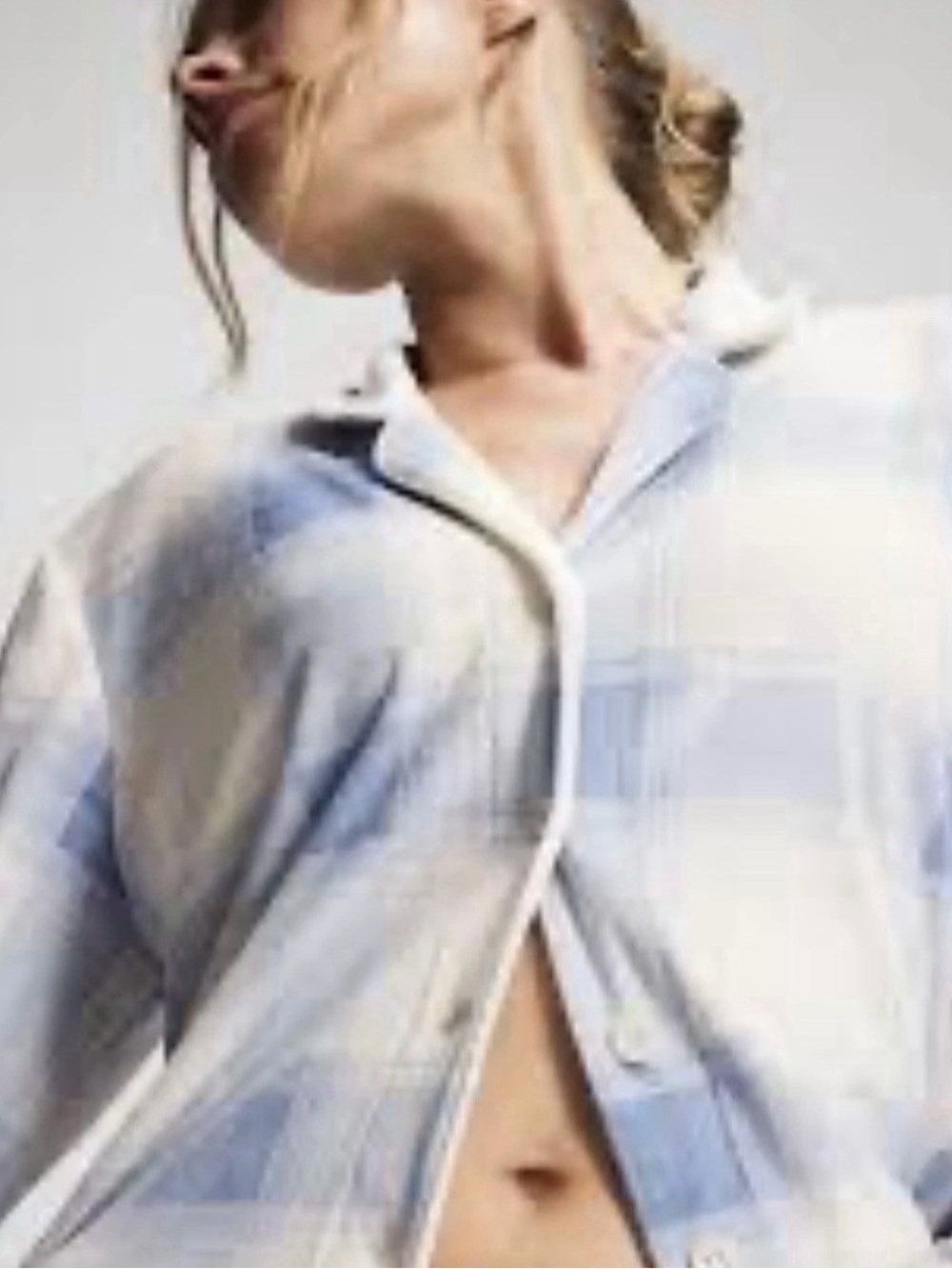Soma Blue White Plaid Button Up Sleep Shirt Flannel Soft Cozy Loungewear
Travel
